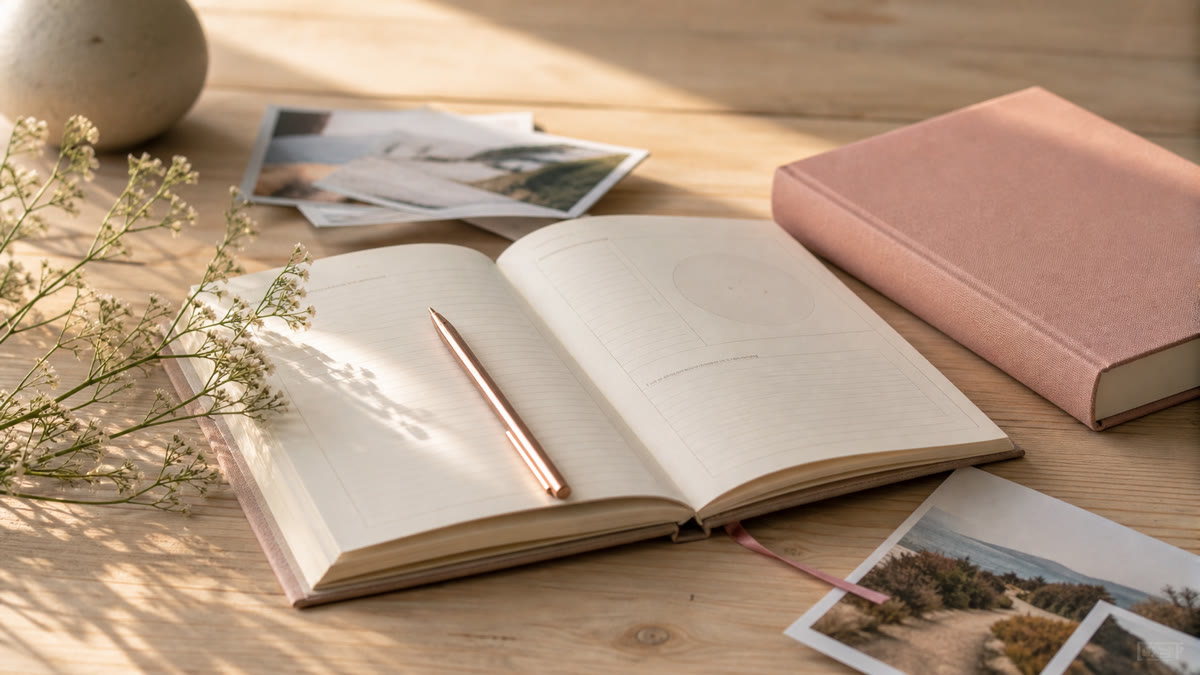 Carnet ouvert, stylo et cartes de voyage pour imaginer des projets personnels à la retraite