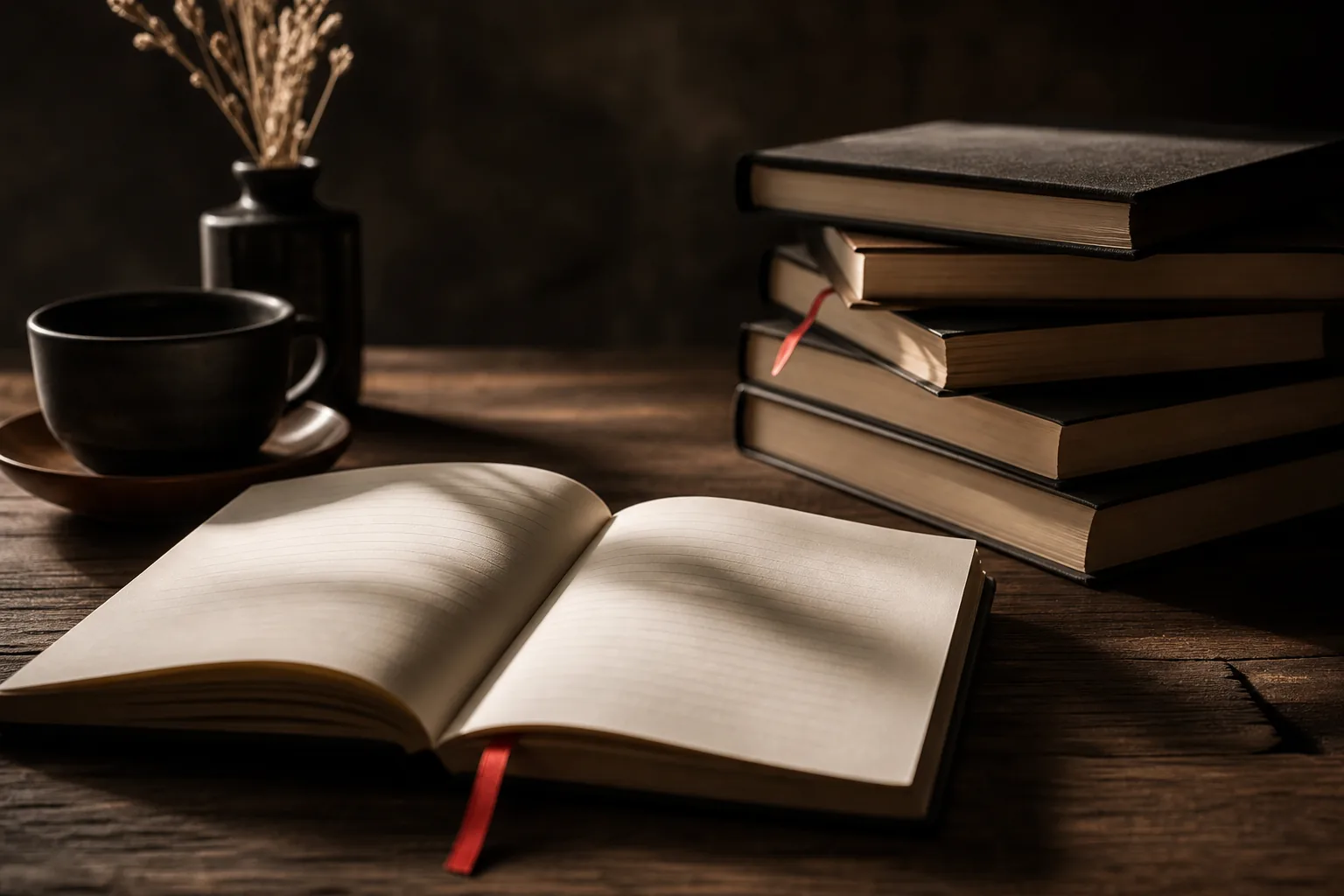 Pile de romans sombres et carnet de lecture, pour choisir un thriller de Karine Giebel selon son intensité